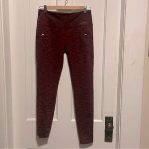 Eddie Bauer Burgundy Leggings with Zipper Detail, Size Small (S)